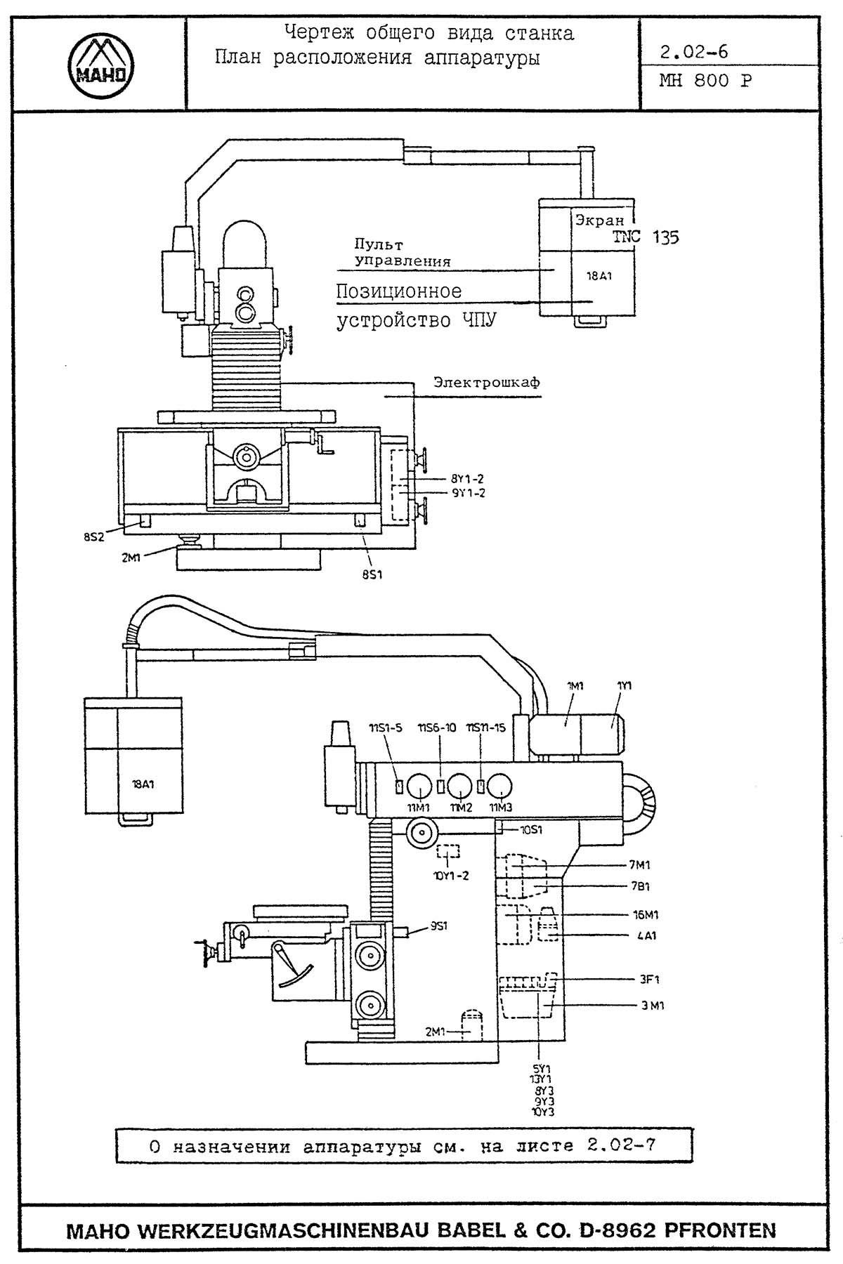Размещение електроустаткування на станке MAHO 800
